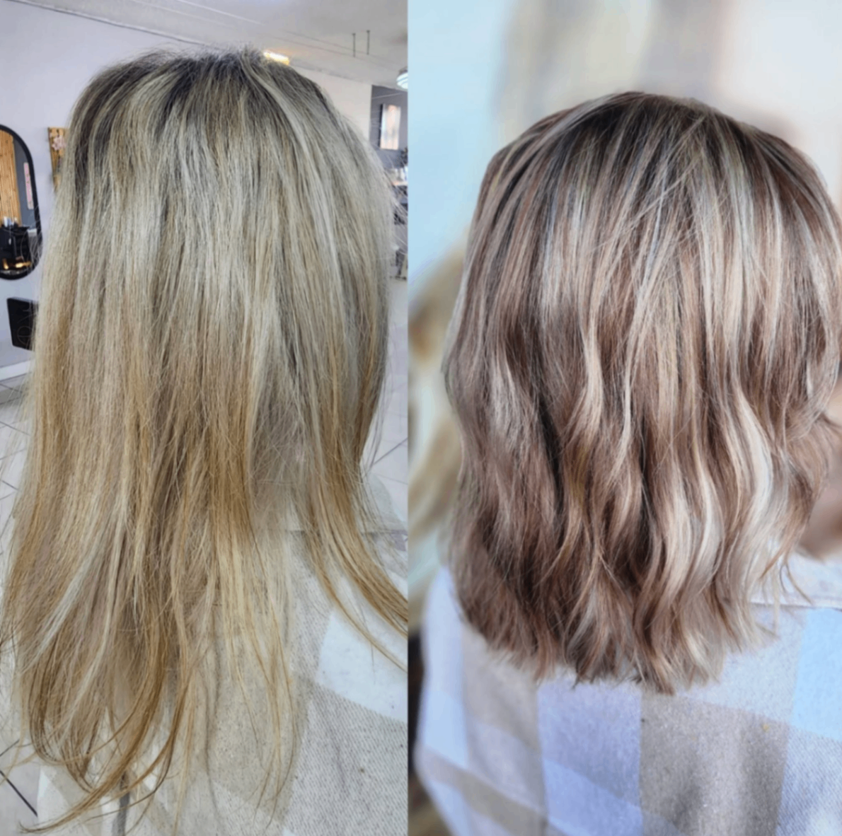 Dimensional bronde beige — before & after at Belle Vee
