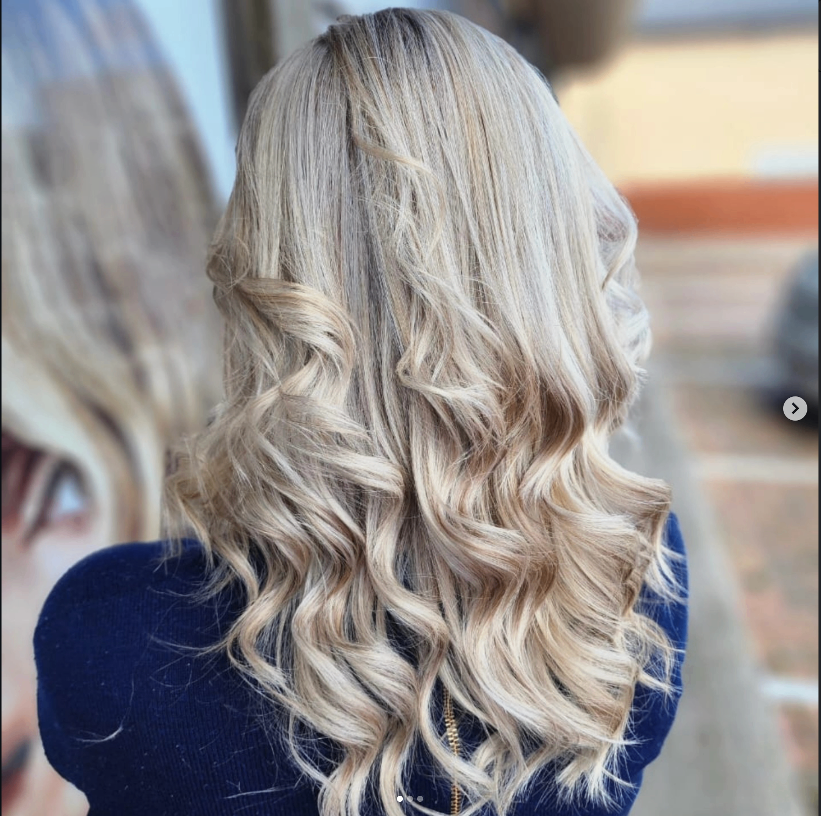 Soft golden blonde balayage waves — a real Belle Vee transformation